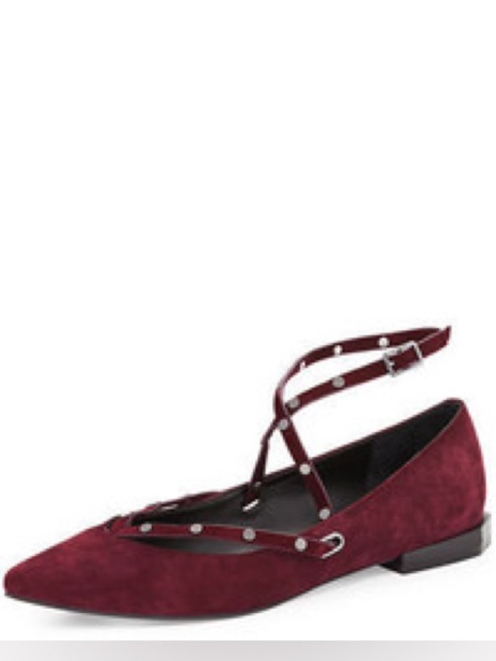 Rebecca Minkoff Women’s Burgundy Faye Pointed Toe Ankle-Strap Flats Size 8